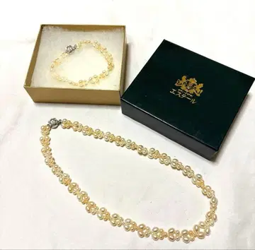 담수 진주 목걸이 팔찌 & 목걸이 세트 에스테르 실버