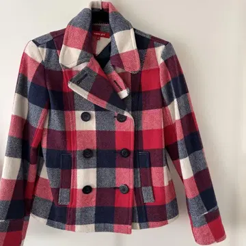 가격 인하 tommy girl 체크 무늬 피코트 M