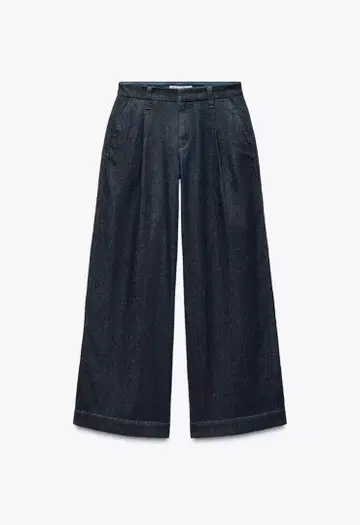 WIDE-LEG 미드 라이즈 다트 데님 팬츠