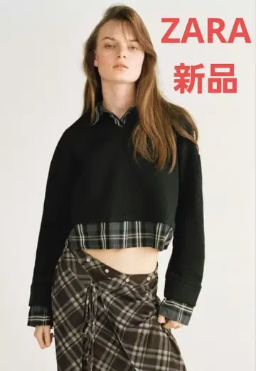 새상품 ZARA 체크 무늬 맨투맨 셔츠