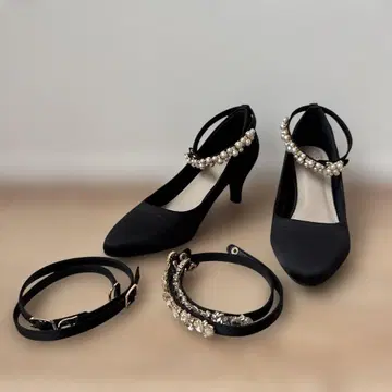 란다 블랙 펌프스 펄 비쥬 경사 결혼식