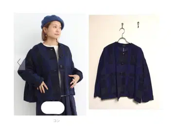 Lene 빅 체크 루즈 얇은 소재 숏코트