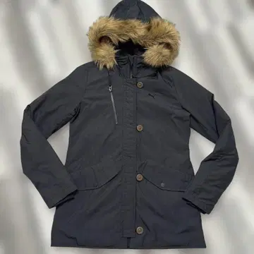 PUMA 푸마 패딩 자켓 S 여성용 후드 부착 퍼 부착 블랙