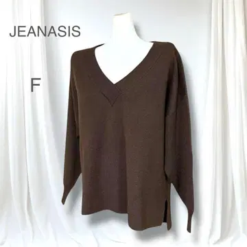 컨디션 최상 지나시스 울 혼방 V넥 니트 다크 브라운 부드러움 깔끔함 F