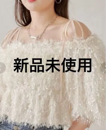 chico 프린지 리본 짧은 기장 블라우스