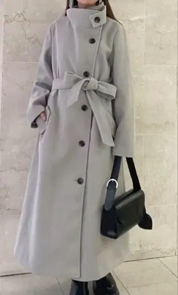 MOUSSY 마우지 스탠드 카라 롱 코트 그레이 S