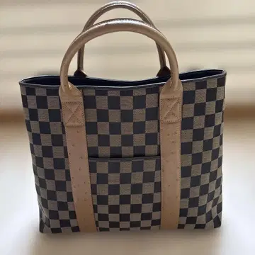 체크 무늬 토트백 출퇴근 통학