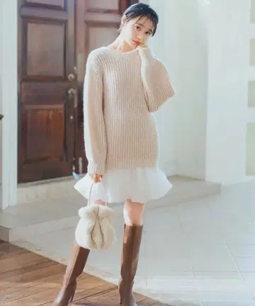 니트 풀오버*벌룬 스커트 세트