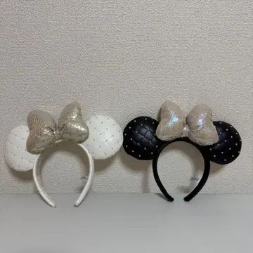 미니 마우스 머리띠 ( 블랙 화이트 리본 ) 2세트