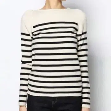 드로어 캐시미어 100% 퍼프 슬리브 보더 니트