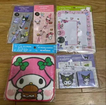 모스버거 쿠로미, 마이멜로디 볼펜, 편지, 미니 타월 세트 새상품