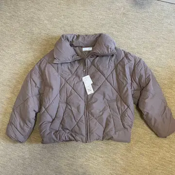 브라운 퀼팅 숏 다운 자켓