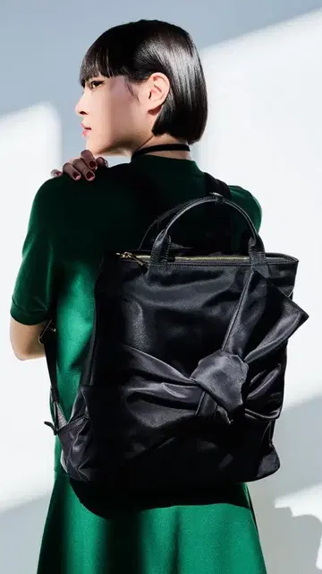 [ 미사용 새상품 ] JENNE 2way 리본 백팩 블랙