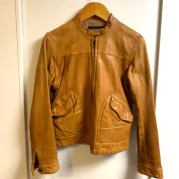 투모로우랜드 맥피 카멜색 양가죽 레더 라이더 자켓