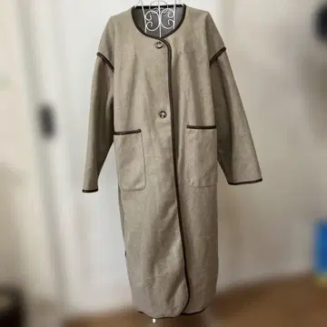 Re:EDIT 파이핑 코트 노카라 코트 베이지 L