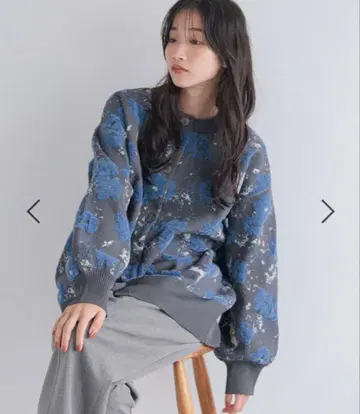 LOWRYSFARM 꽃무늬 가디건 새상품급 로리즈팜 블루 그레이