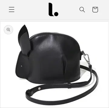 [ 미사용 새상품 ] L.엘르 도트 토끼 가죽 파우치 숄더백 블랙