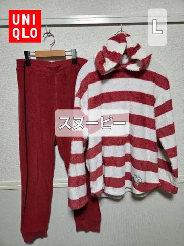 유니클로 스누피 플리스 상하의 세트 룸웨어 L