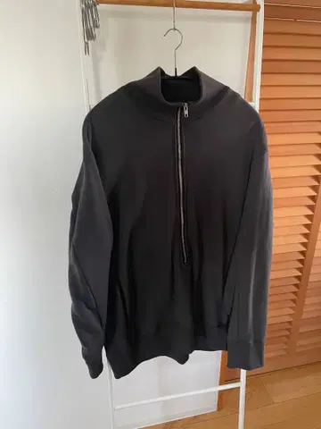 JEWEL COTTON SWEAT ZIP PULLOVER BLACK