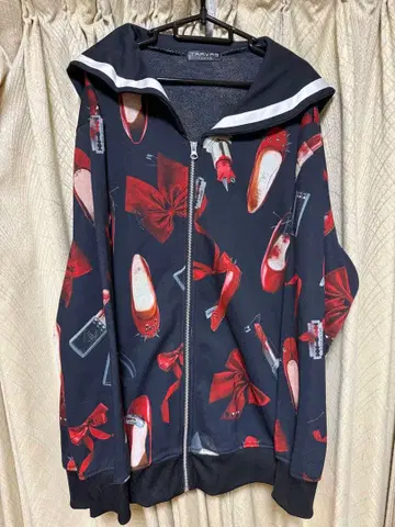 TRAVAS TOKYO 세일러 카라 올 패턴 지퍼 맨투맨/후드티