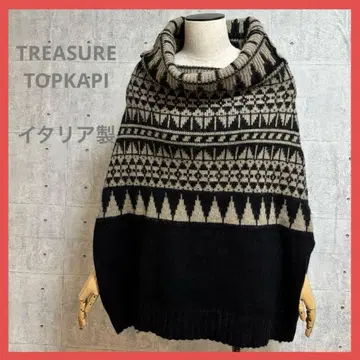 TREASURE 트레저 탑카피 노르딕 무늬 케이프 코트
