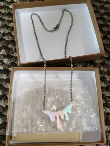 Q-pot. 멜티 멜트 목걸이 (코튼 캔디 x 실버)