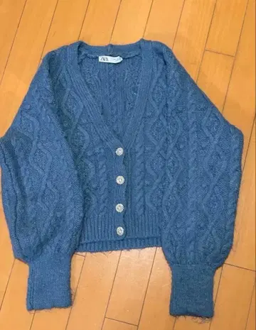 ZARA 케이블 니트 가디건 블루