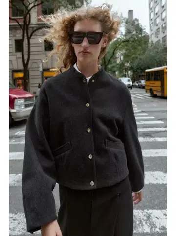 ZARA 소프트 봄버 자켓 밴딩 밑단 다크 그레이 S