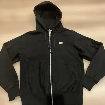 Champion 블랙 집업 후드티 S 사이즈