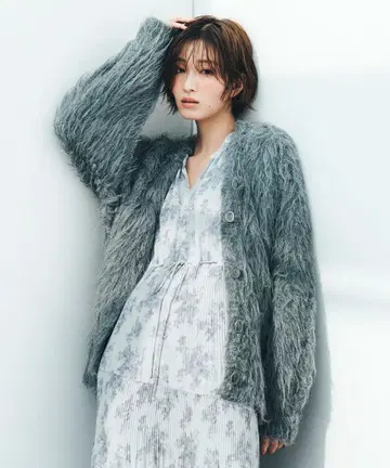 COCO DEAL [ 오카자키 사에 콜라보 ] 롱 샤기 가디건