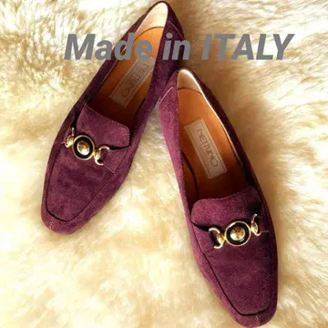 새상품급 이탈리아제 VICINI 로퍼 플랫슈즈 천연 가죽 23.5(37)