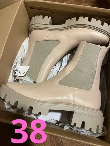 ZARA 리얼 가죽 사이드 고어 부츠 미사용 새상품