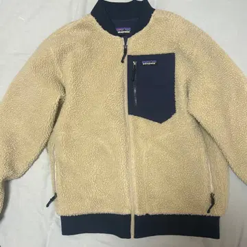 Patagonia 플리스 자켓 M 베이지/네이비 크림