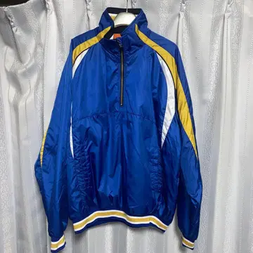 asics 나일론 자켓 파랑/노랑 하프 지퍼