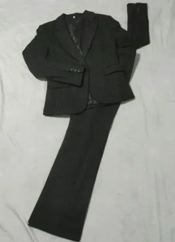 여성 수트 L 사이즈 블랙 스트라이프 수트 상하의 세트