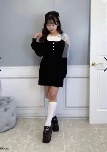 evelyn 하트 오프숄더 리본 원피스