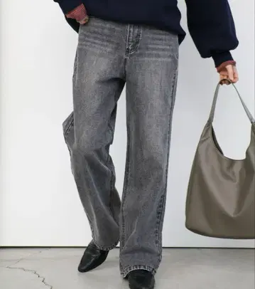 셀렉 모카 하이웨스트 스트레이트 데님 팬츠