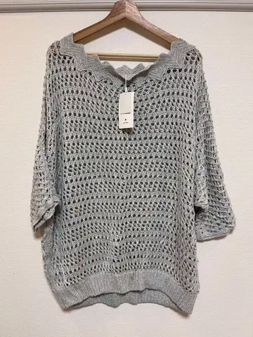 그레이 오픈 니트 M 사이즈 택 포함