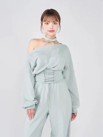 Darich 다리치 레이스업 원숄더 맨투맨 상의 SAX