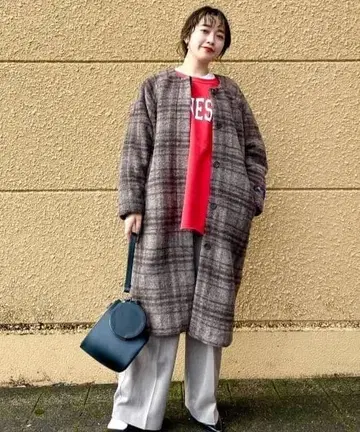 미 ] 어반 리서치 샤기 노카라 코트 이탈리아 브라운 가벼움 넉넉함