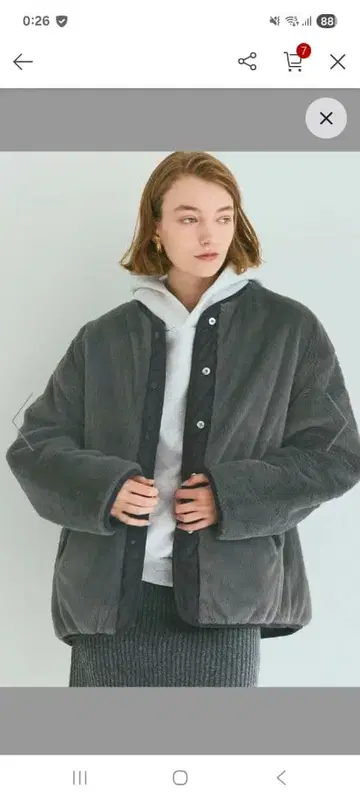 Coca 리버서블 퀼팅 블루종 차콜 M