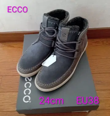 ECCO 그레이 하이컷 스니커즈 24cm EU38