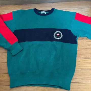 쇼와 레트로 남성용 스웨터 M PIA SPORTS 컬러 블록 니트