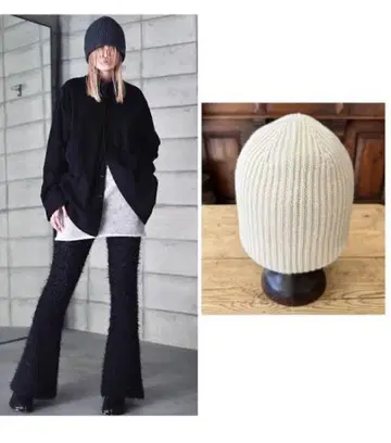 후미카우치다 비니 니트 모자 화이트