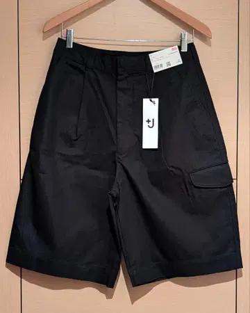 +J 와이드 핏 카고 하프 팬츠 블랙 유니클로 질 샌더 숏팬츠