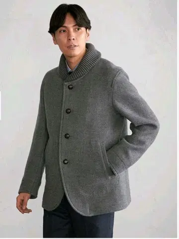 울 100% 숄카라 코트 그레이 사이즈 L