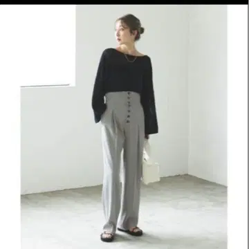 노블 정가 1.8만 프론트 오픈 슬랙스 팬츠 색스 블루 B