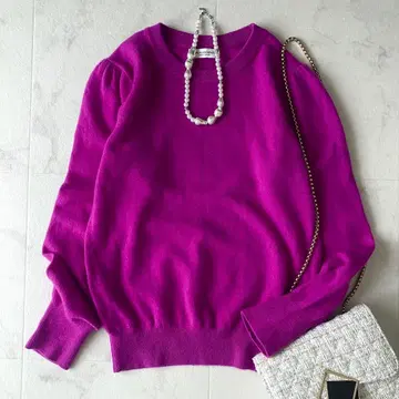 새상품급 스피크앤스팬 부드러운 캐시미어 100% 퍼프 수프 소매 니트