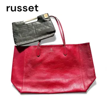 러셋 가죽 빨간색 토트백 정리백 포함 보관백 있음
