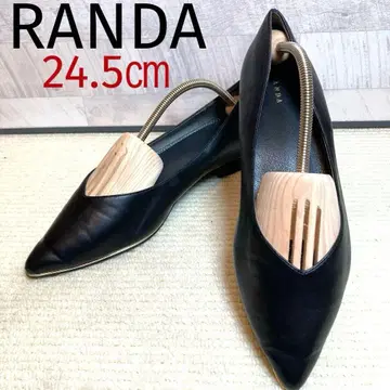 RANDA V컷 펌프스 로우힐 스틸레토 블랙 24.5cm